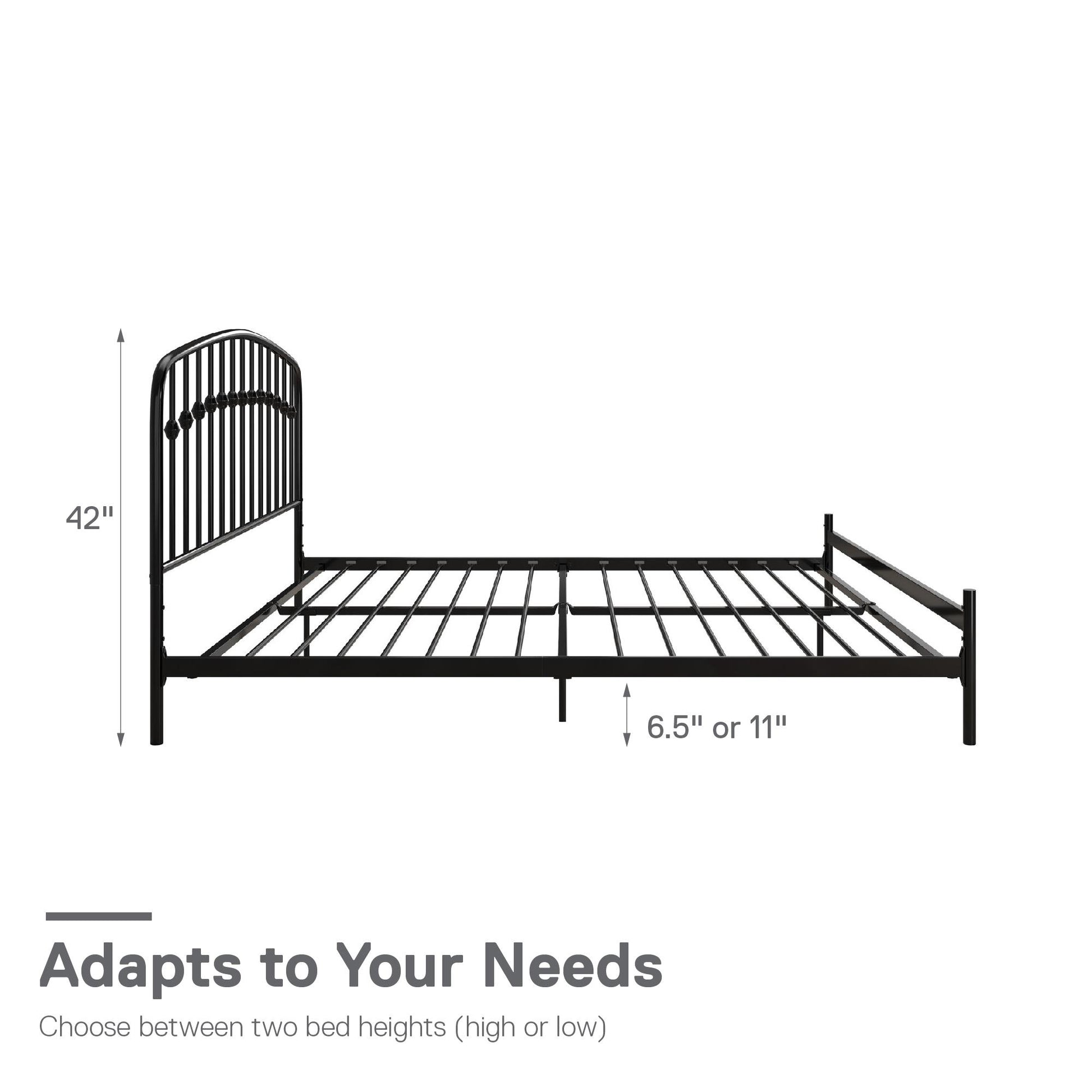 DHP Narla Metal Platform Bed Frame, King, Black - Black - King