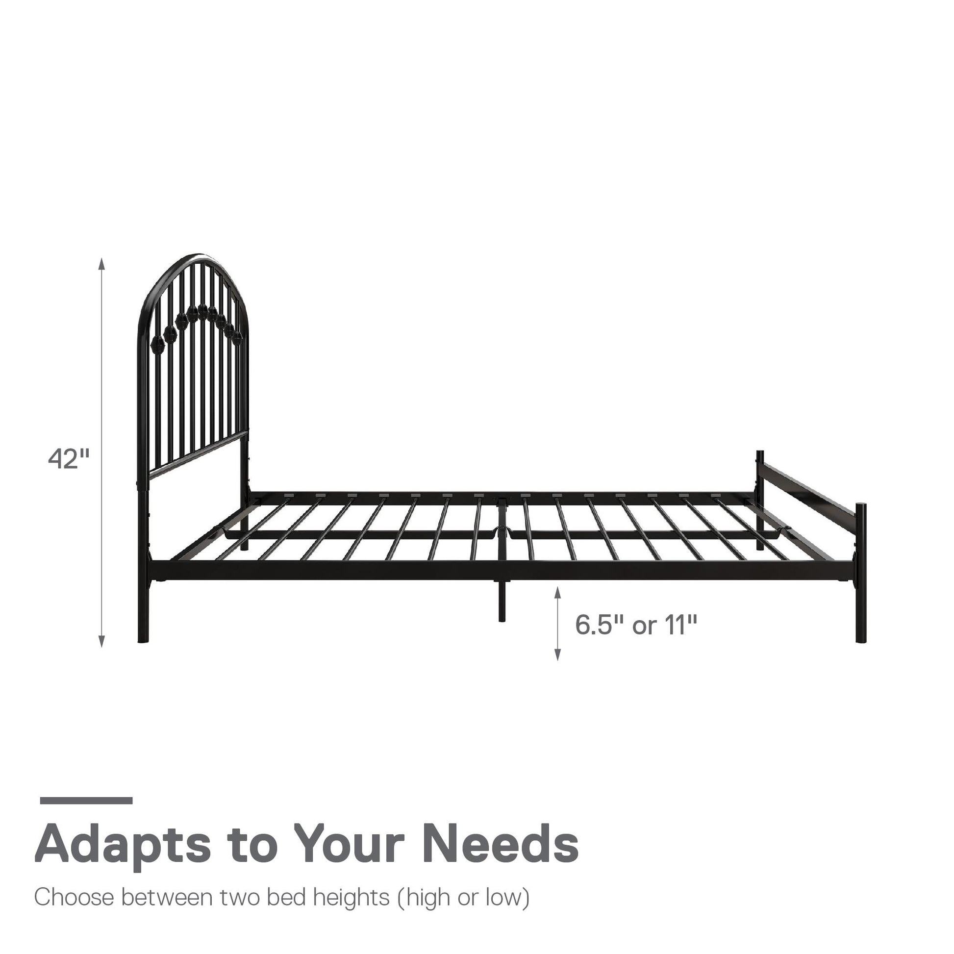 DHP Narla Metal Platform Bed Frame, Queen, Black - Black - Queen