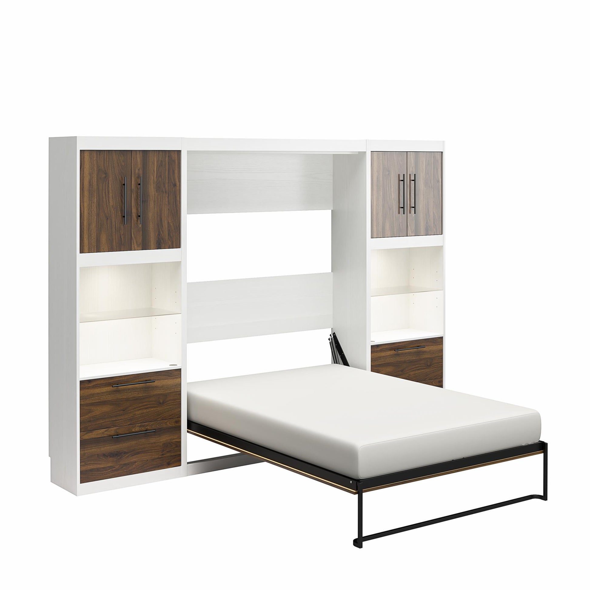Single Side Cabinet Glass Shelf LED Lighting - Columbia Walnut
