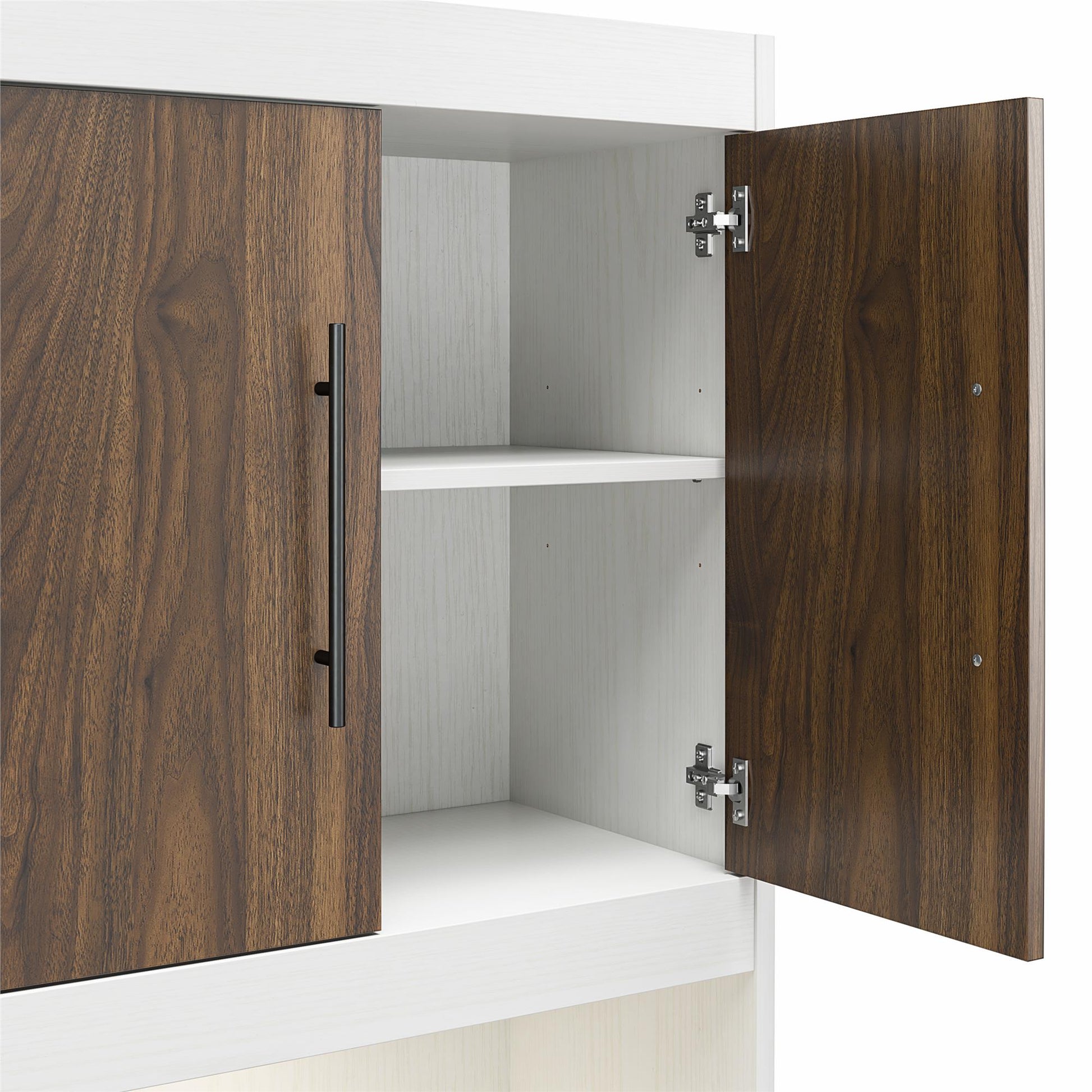 Single Side Cabinet Glass Shelf LED Lighting - Columbia Walnut