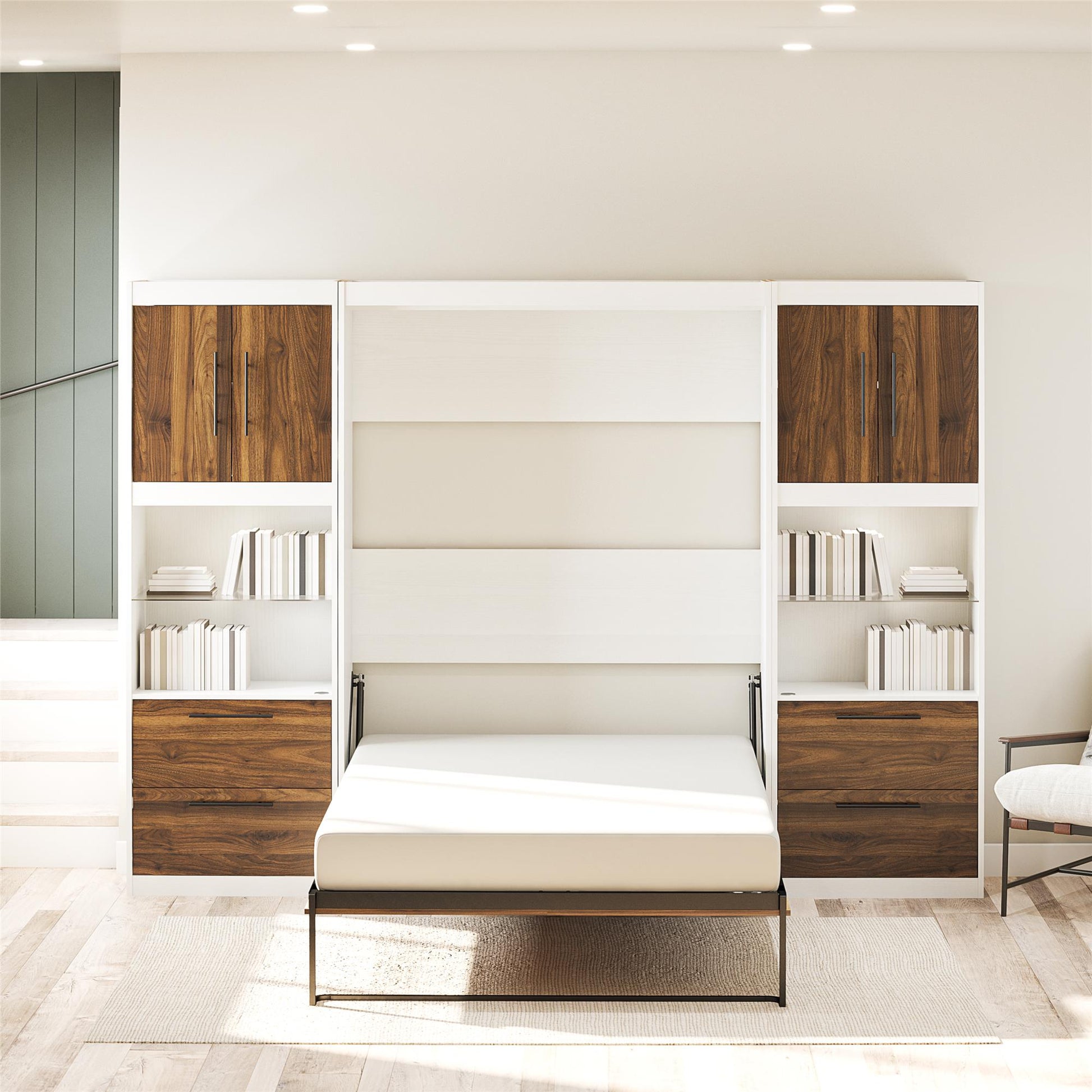 Single Side Cabinet Glass Shelf LED Lighting - Columbia Walnut