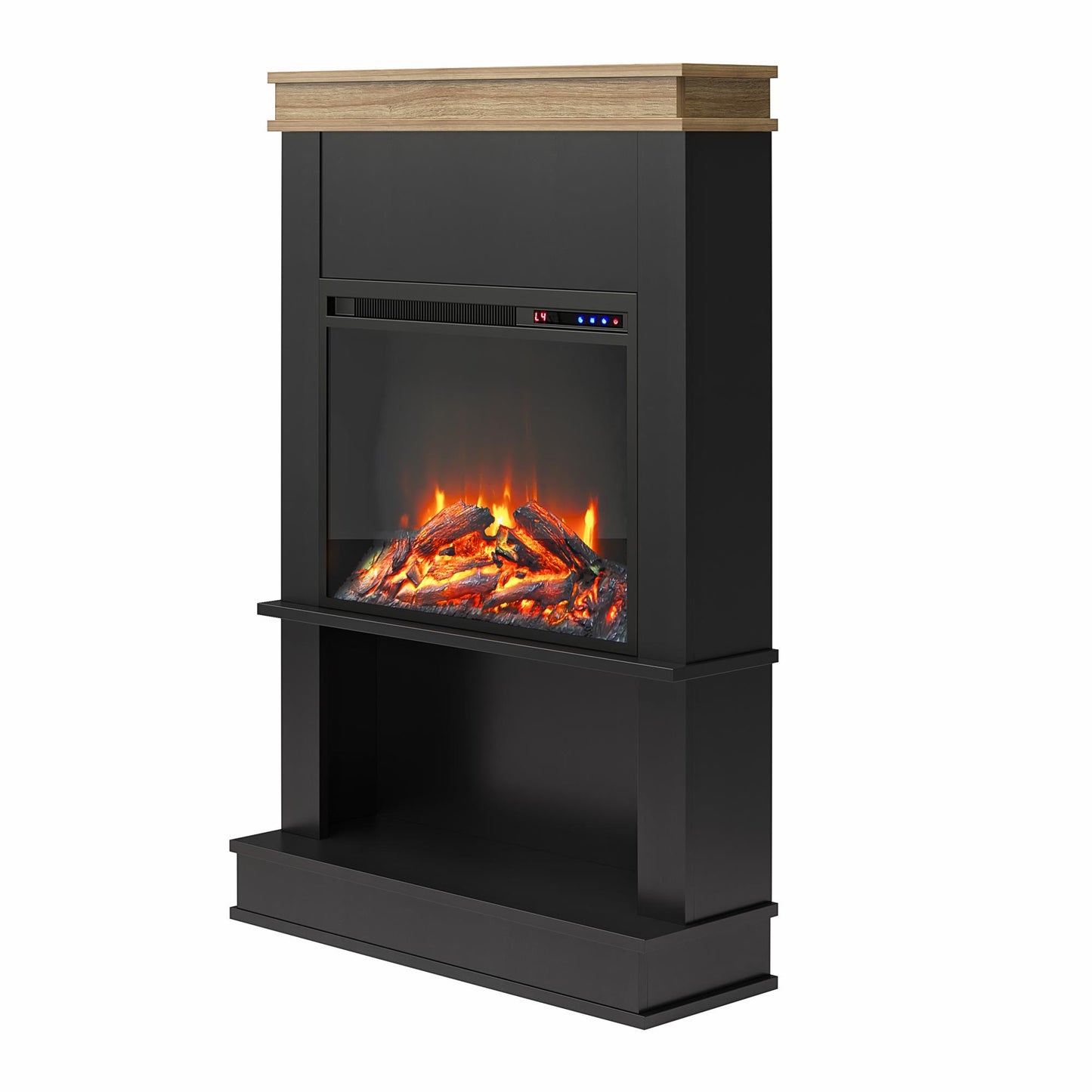 Mateo Fireplace Mantel with Open Shelf - Black
