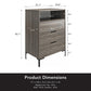Ameriwood Home Tall 3 Drawer 1 Cubby Dresser, Weathered Oak - Weathered Oak