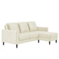 CosmoLiving Strummer Reversible Sectional Sofa Couch, Ivory Velvet - Ivory