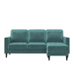 CosmoLiving Strummer Reversible Sectional Sofa Couch, Light Green Velvet - Light Green