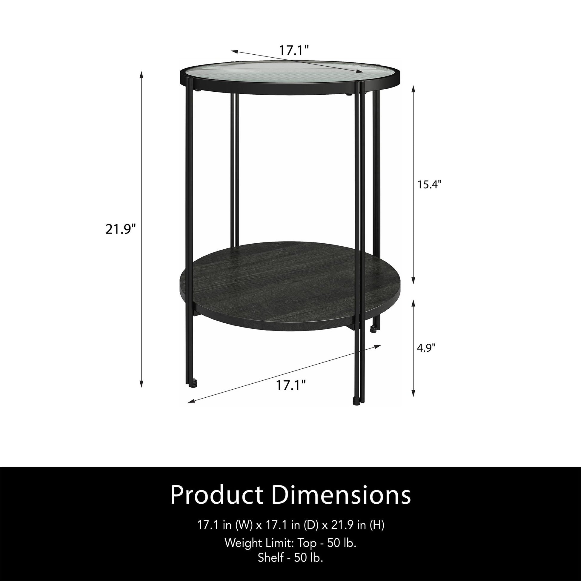 Ameriwood Home Lakeland Round End Table, Black Oak - Black Oak