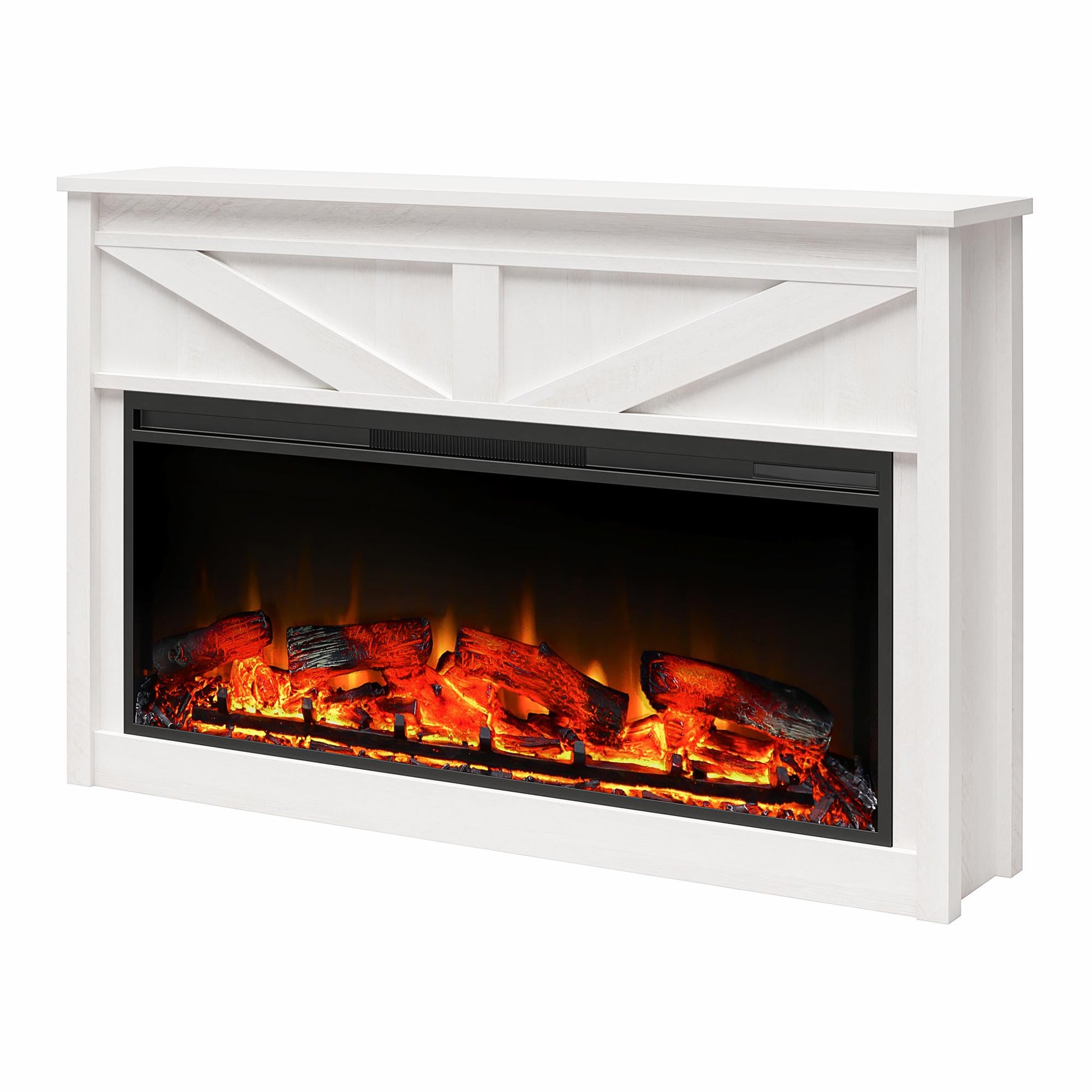Farmington Mantel with Fireplace - Ivory Oak