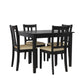 Redmond 5 Piece Traditional Dining Set with Table and 4 Chairs - Black / Beige