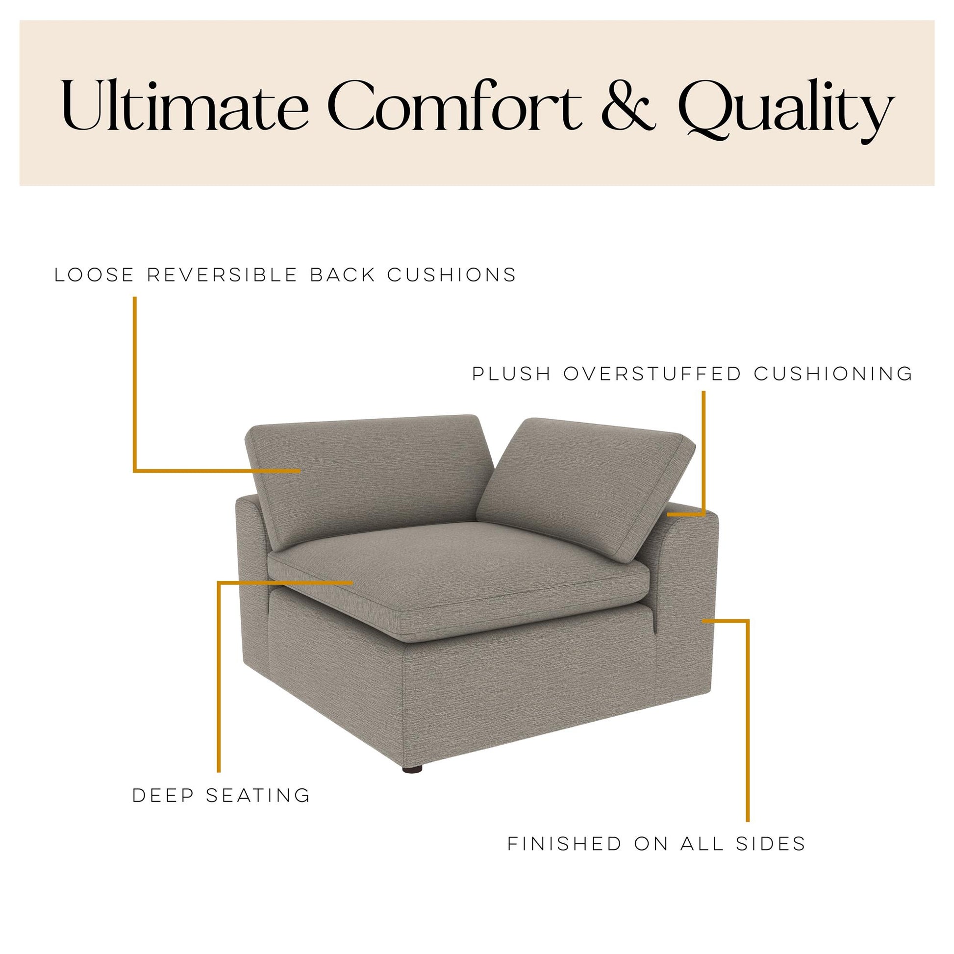 York Modular Corner Chair - Taupe