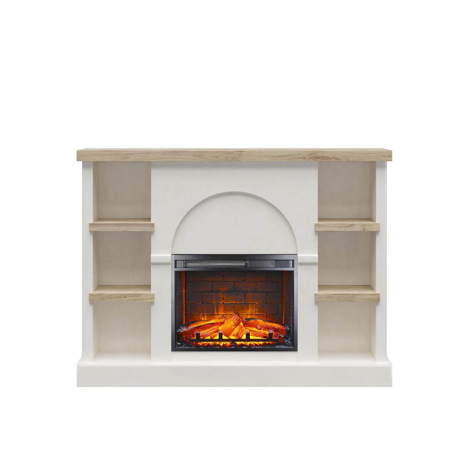 Winston Fireplace Mantel with Built-in Bookshelves - Plaster