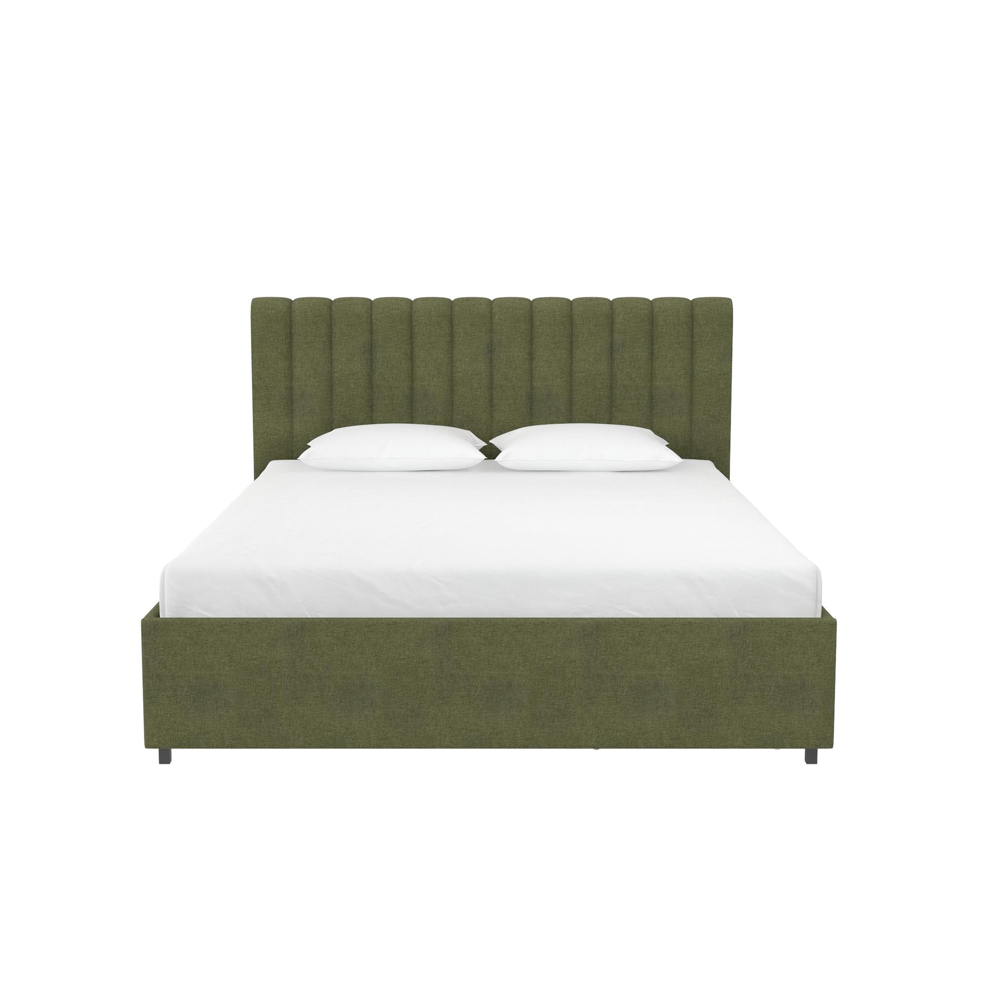 Novogratz Brittany Upholstered Bed with Storage Drawers, Queen, Olive Green - Olive Green - Queen