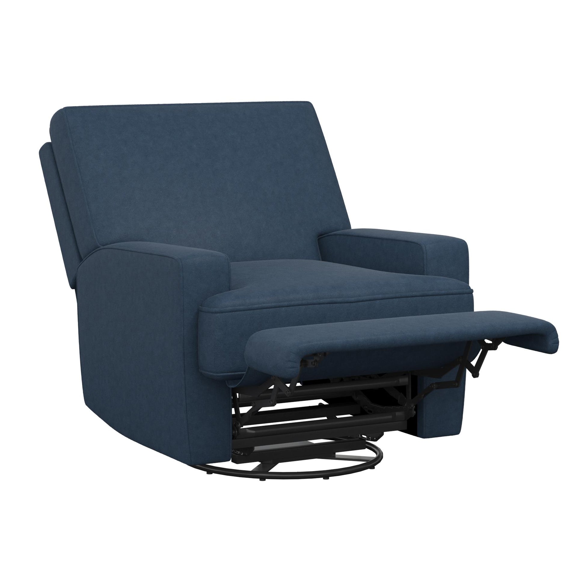 Rylan Upholstered Swivel Glider Recliner Chair with Square Back - Blue