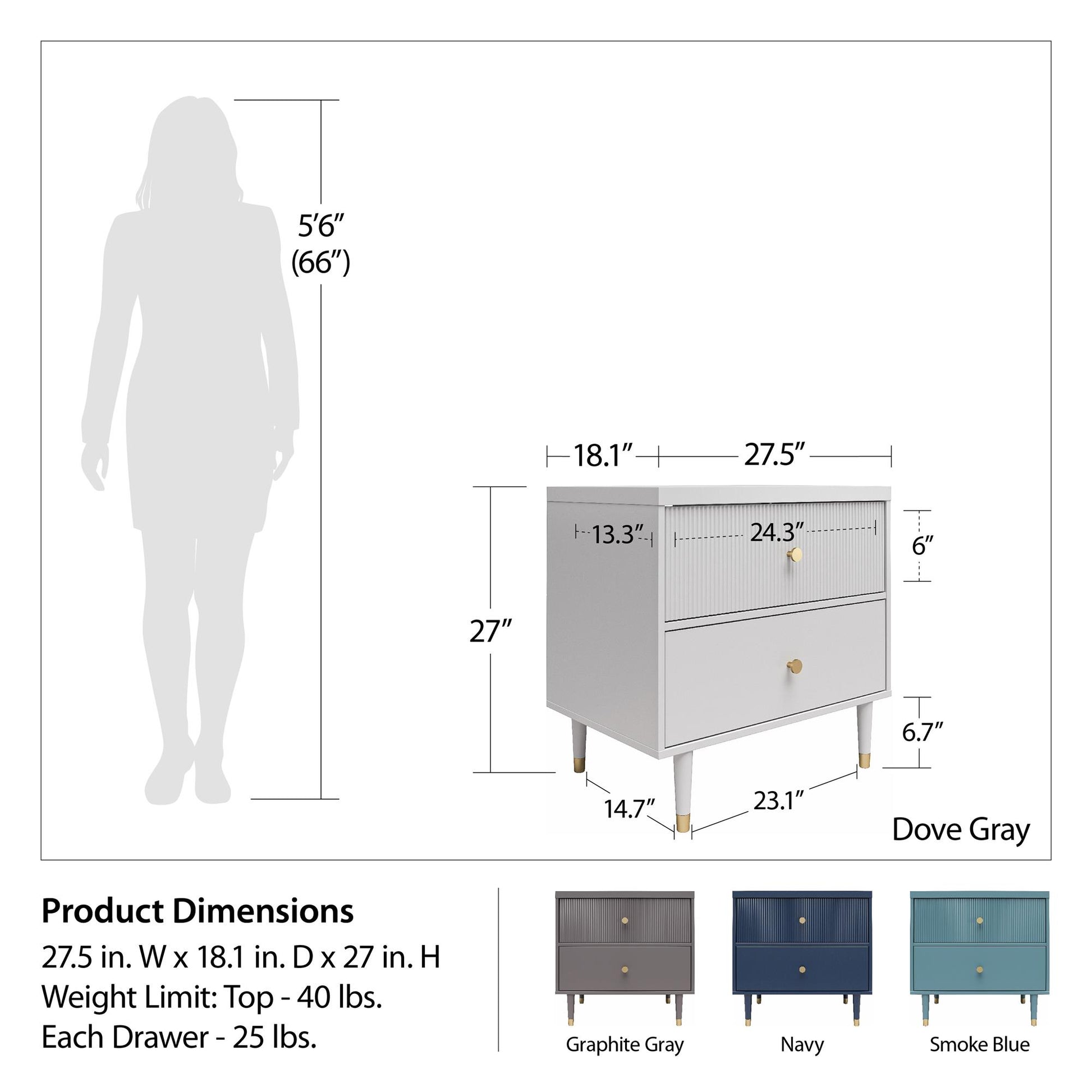 Elizabeth Nightstand, Navy - Navy