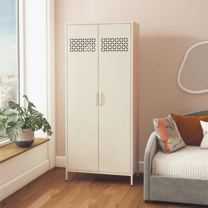 Annie Retro Tall 2 Door Cabinet - Parchment
