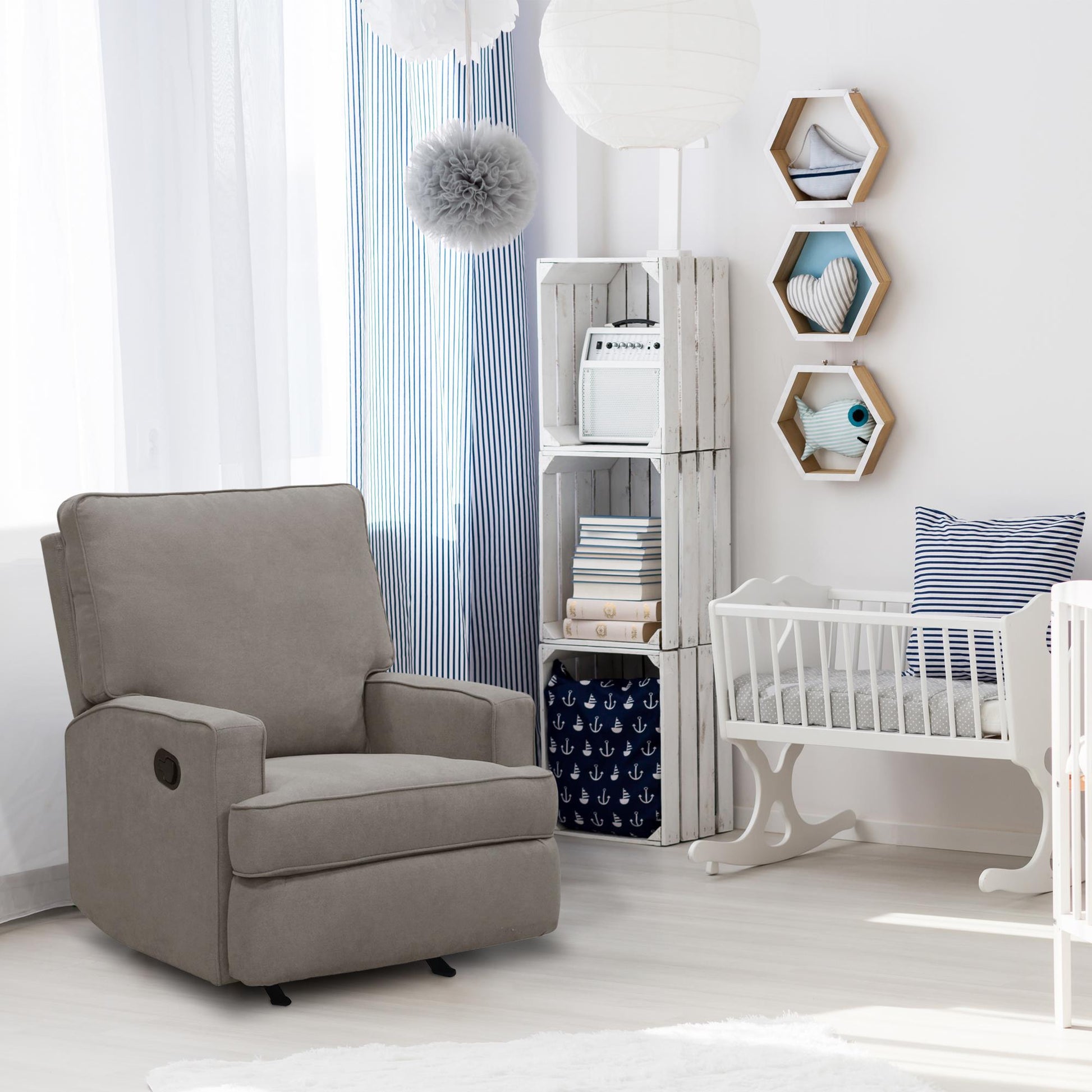 Baby Relax Salma Glider Rocker Recliner Chair, Taupe Chenille - Taupe