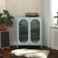 Luna Short 2 Door Accent Cabinet with Fluted Glass - Sky Blue