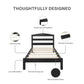 Braylon Twin Sized Wooden Bed Frame with Wood Slats - Black