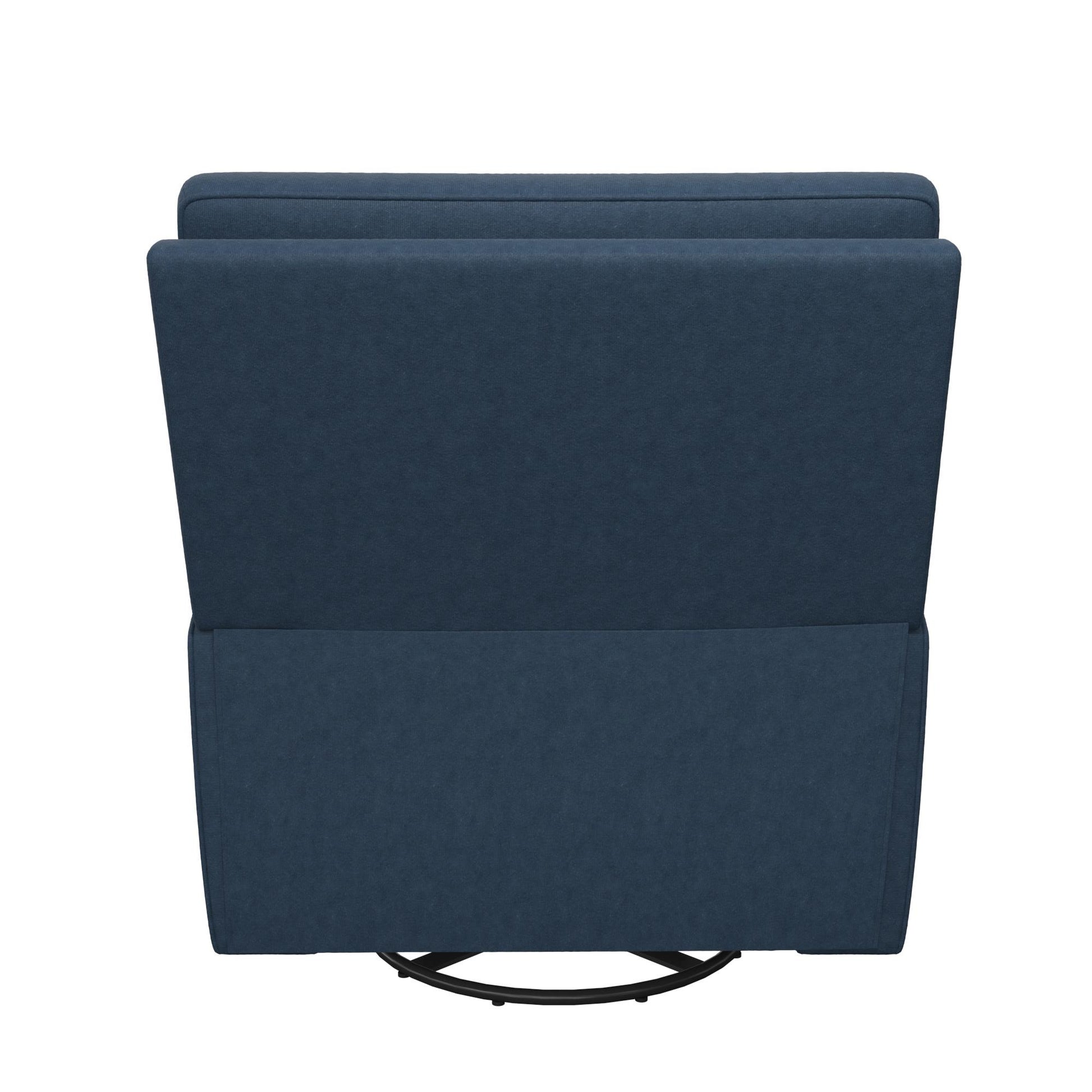 Rylan Upholstered Swivel Glider Recliner Chair with Square Back - Blue