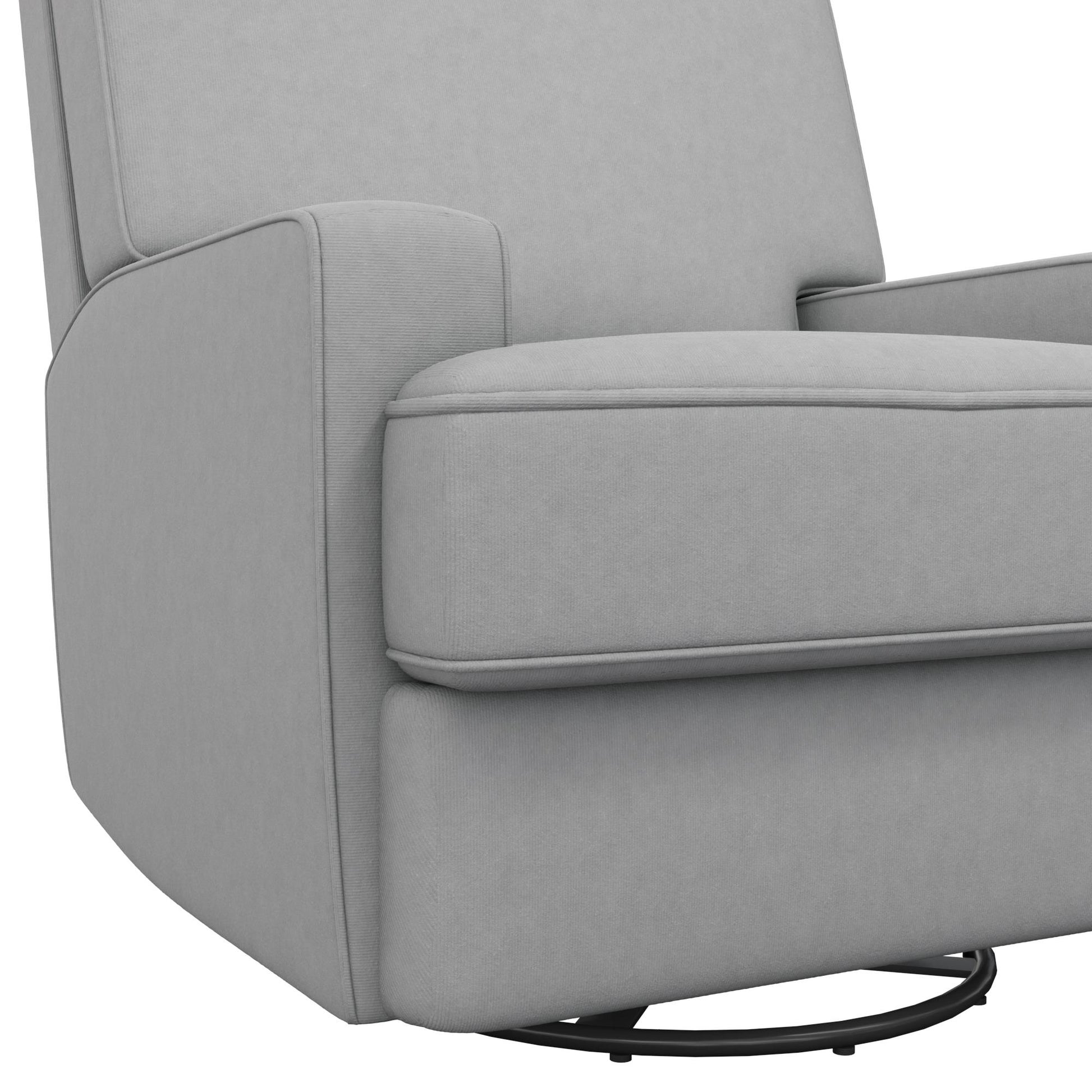 Rylan Upholstered Swivel Glider Recliner Chair with Square Back - Gray