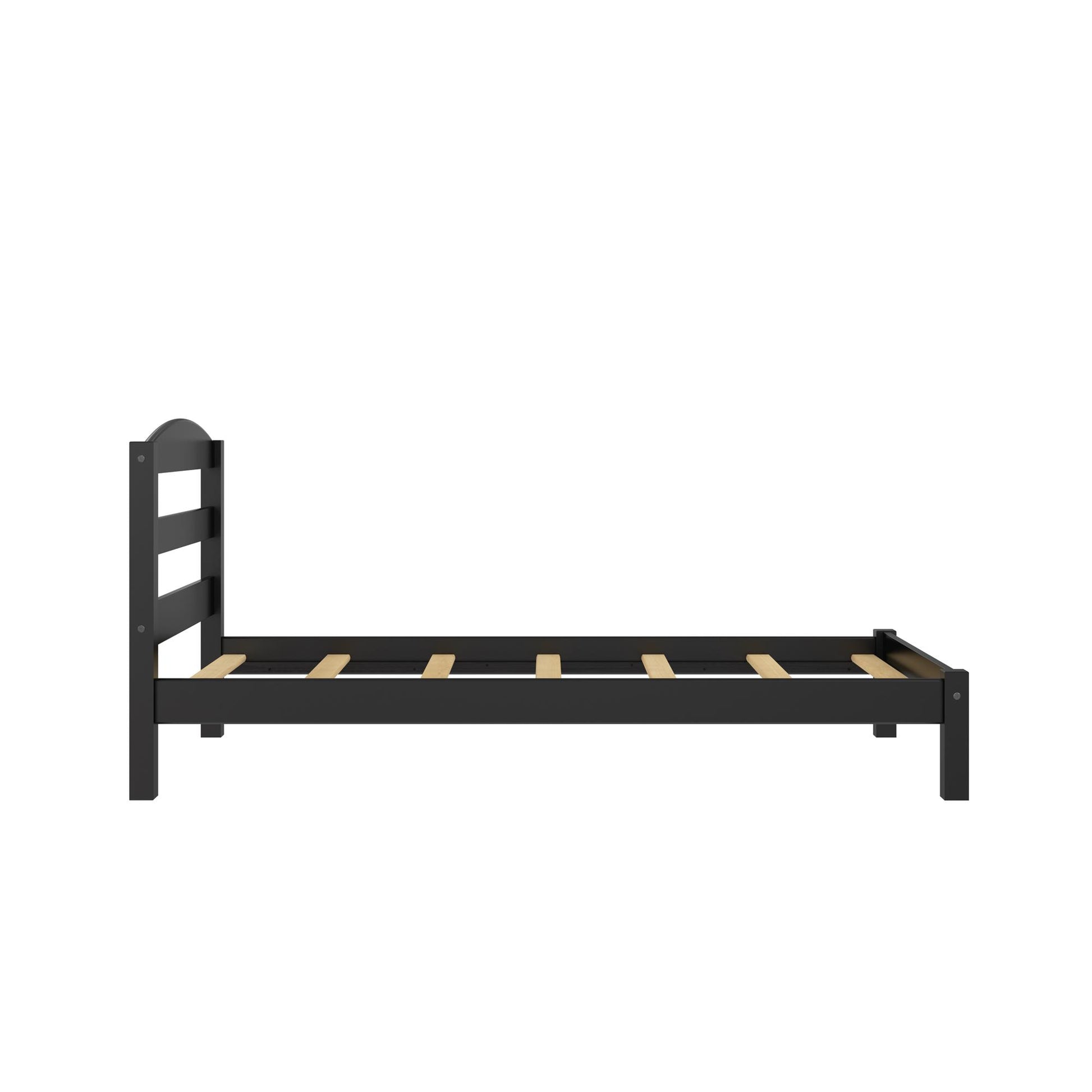 Braylon Twin Sized Wooden Bed Frame with Wood Slats - Black
