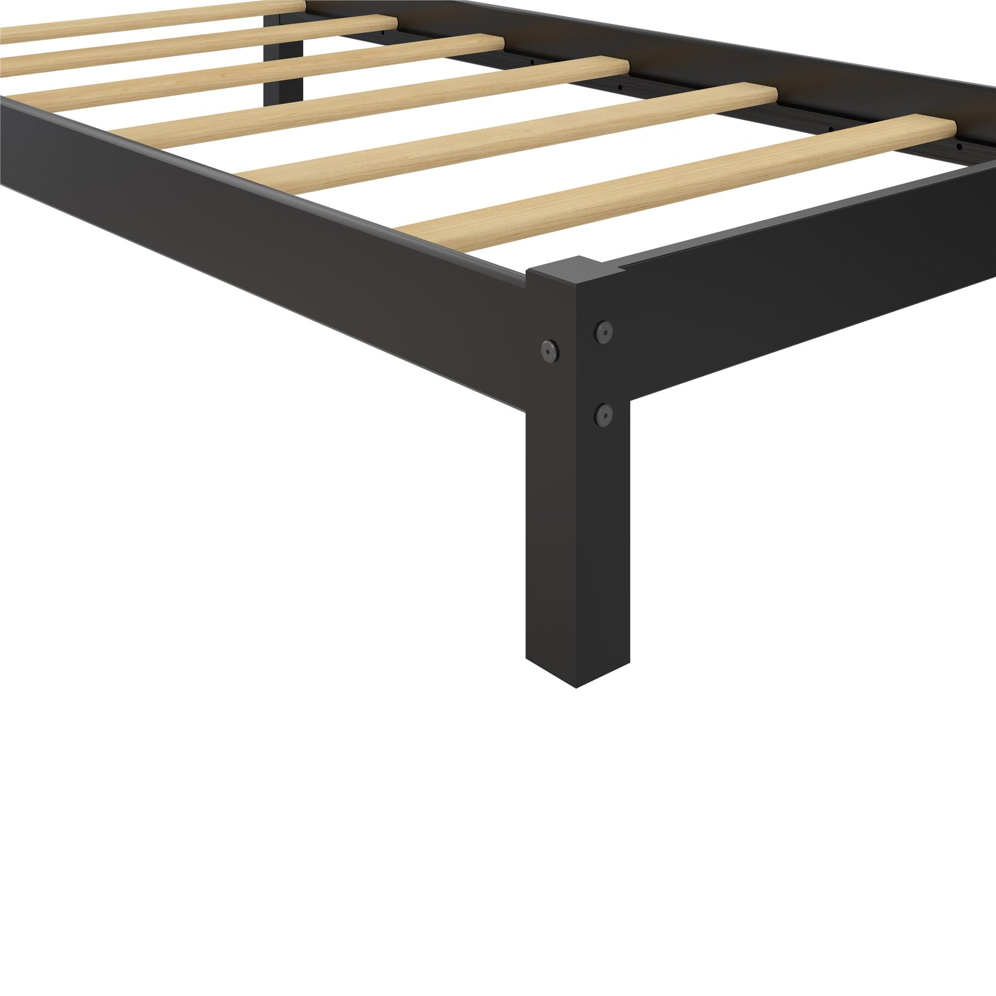Braylon Twin Sized Wooden Bed Frame with Wood Slats - Black