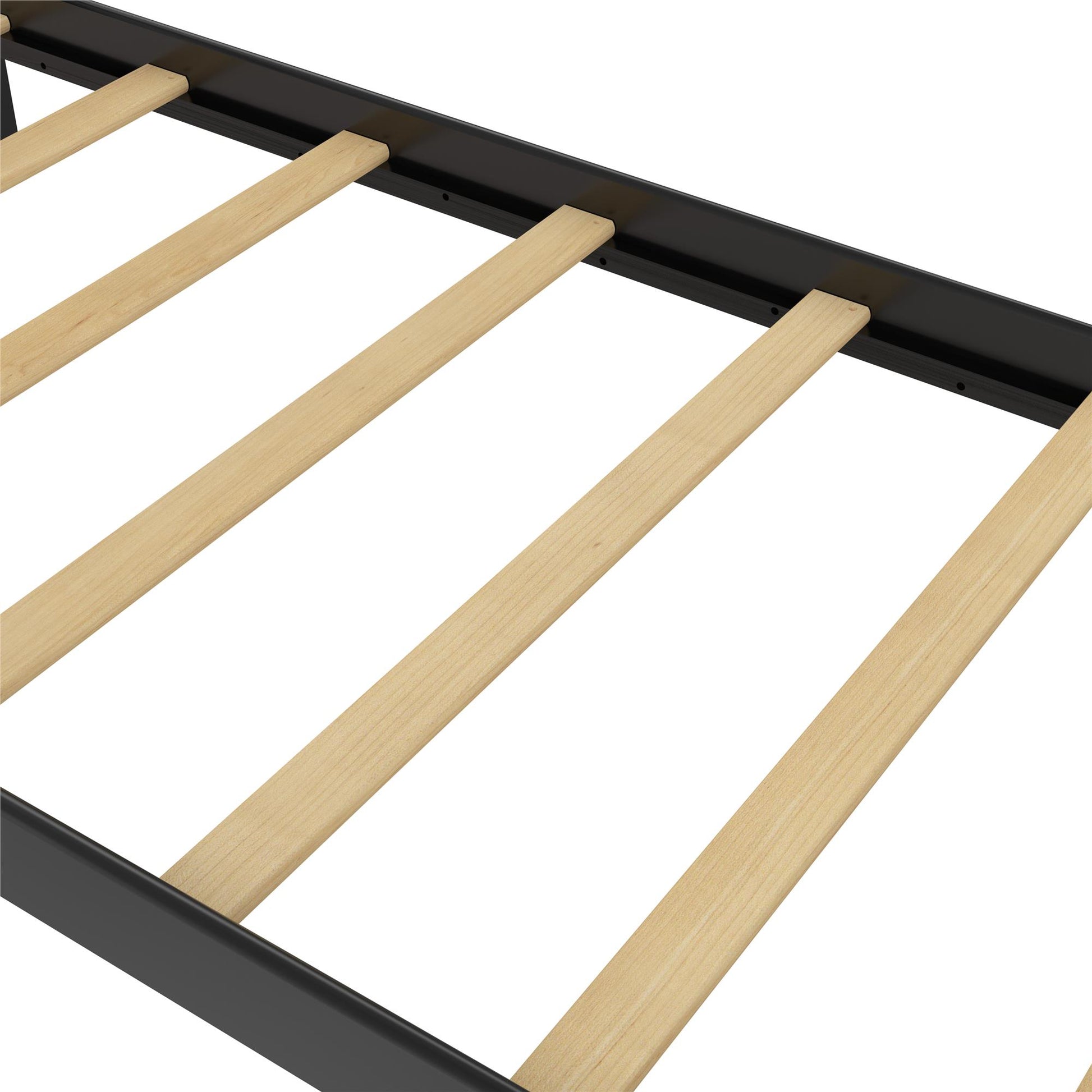 Braylon Twin Sized Wooden Bed Frame with Wood Slats - Black