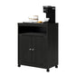 Landry 2 Door Utility Microwave Cart with Shelves - Black Oak