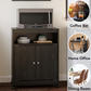 Landry 2 Door Utility Microwave Cart with Shelves - Black Oak
