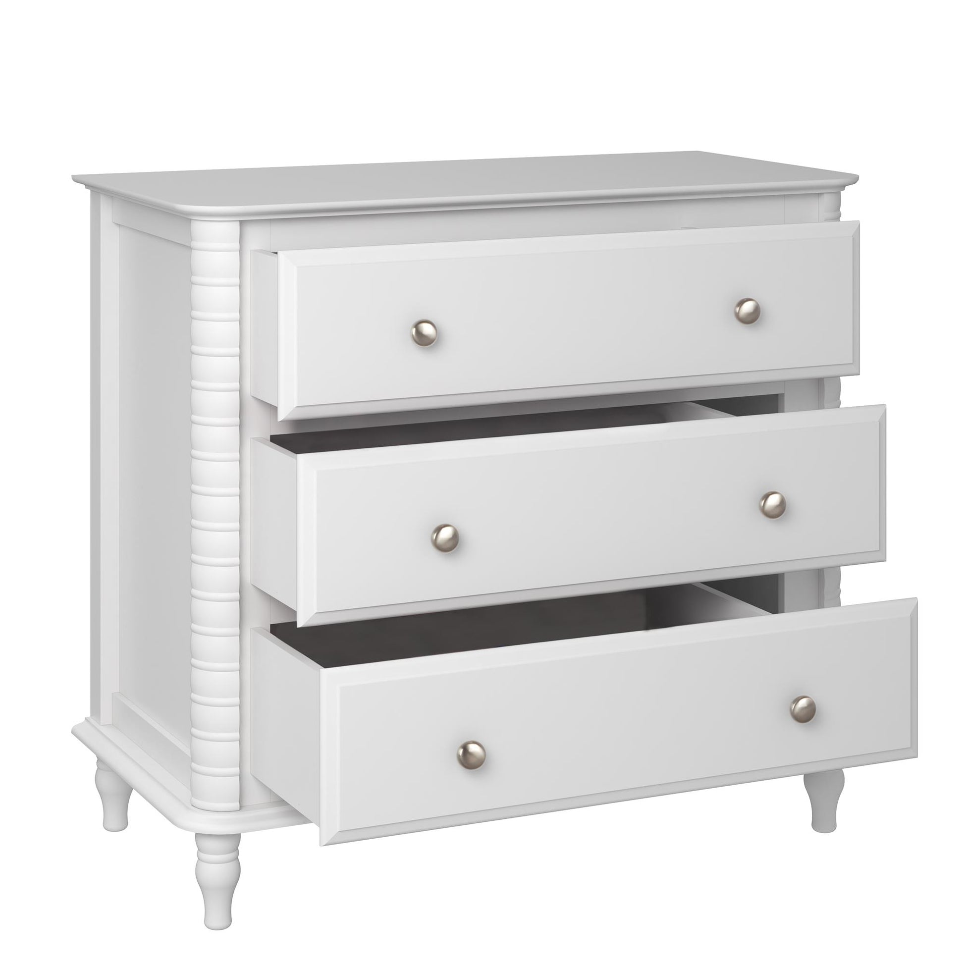 Rowan Valley Linden 3 Drawer Dresser with Wood Feet - White