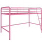 Jett Junior Loft Bed with Metal Frame and Built-In Ladder - Pink - Twin