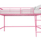 Jett Junior Loft Bed with Metal Frame and Built-In Ladder - Pink - Twin