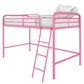 Jett Junior Loft Bed with Metal Frame and Built-In Ladder - Pink - Twin