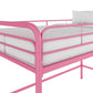 Jett Junior Loft Bed with Metal Frame and Built-In Ladder - Pink - Twin