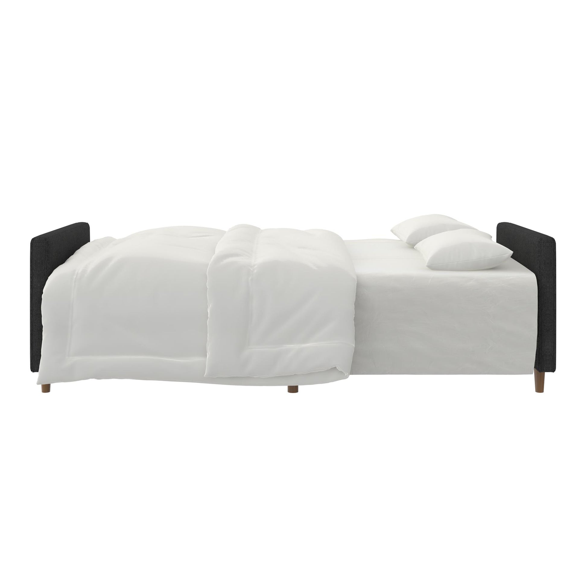 Andora Tufted Upholstered Coil Futon with Wooden Legs - Grey Linen