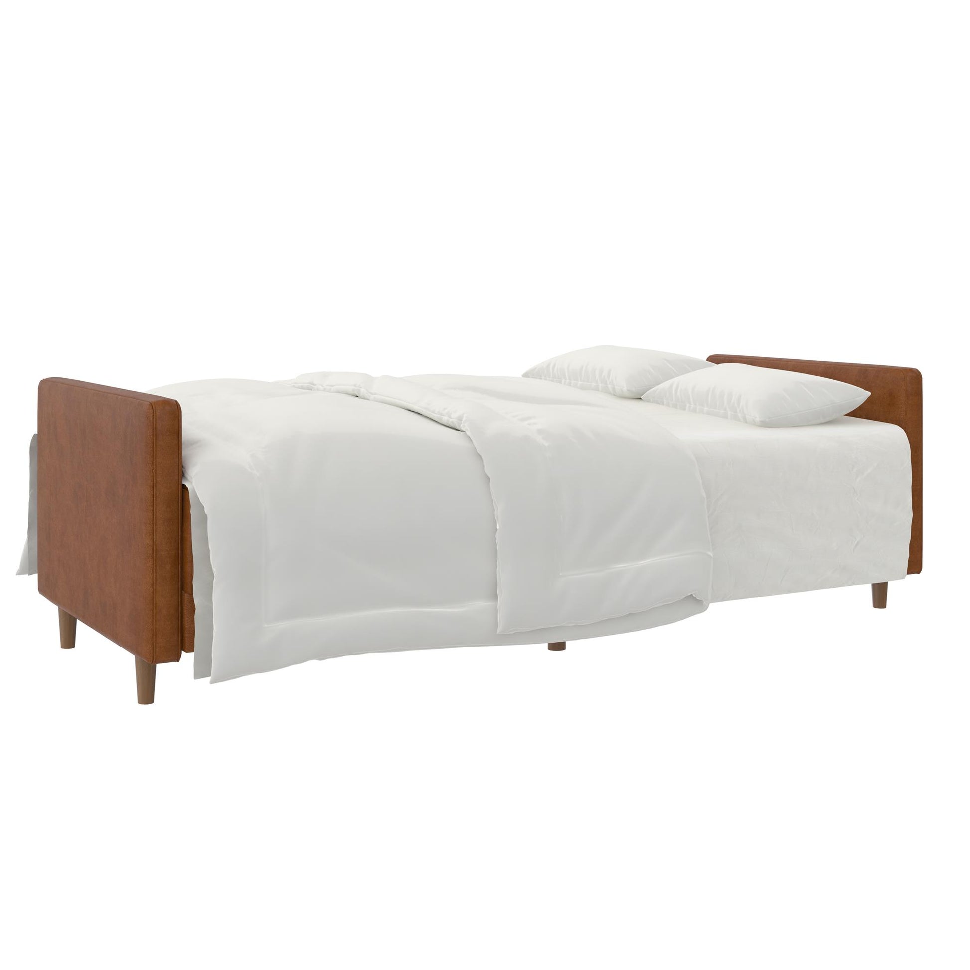 Andora Tufted Upholstered Coil Futon with Wooden Legs - Camel