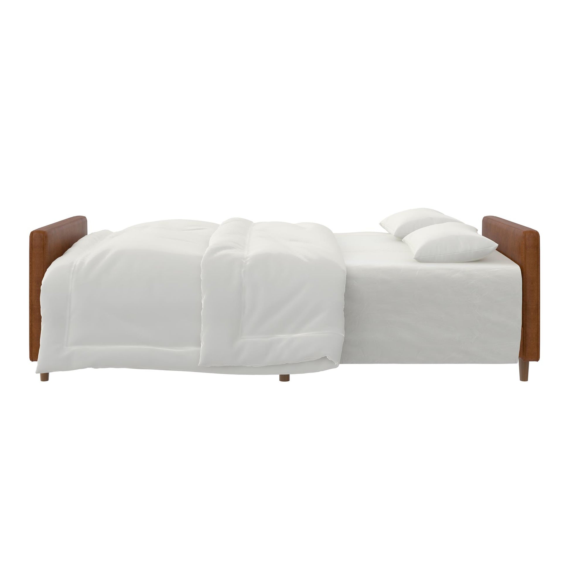 Andora Tufted Upholstered Coil Futon with Wooden Legs - Camel