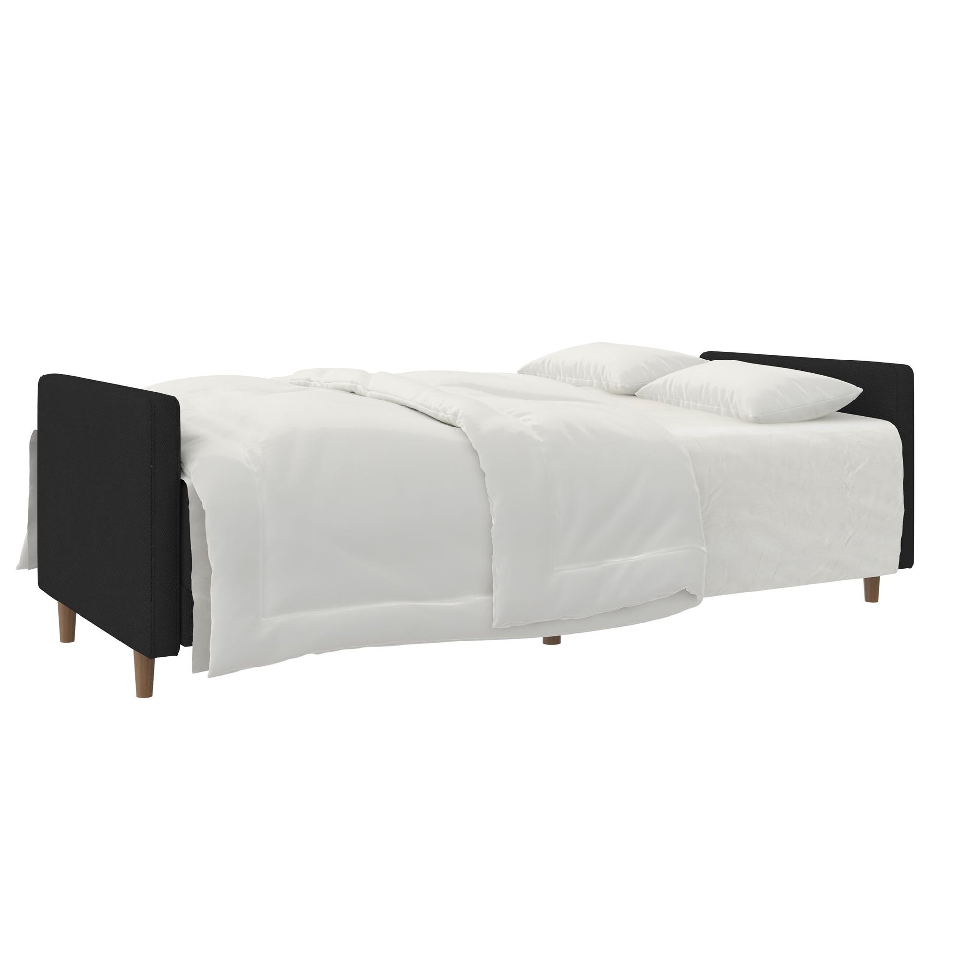 Andora Tufted Upholstered Coil Futon with Wooden Legs - Black