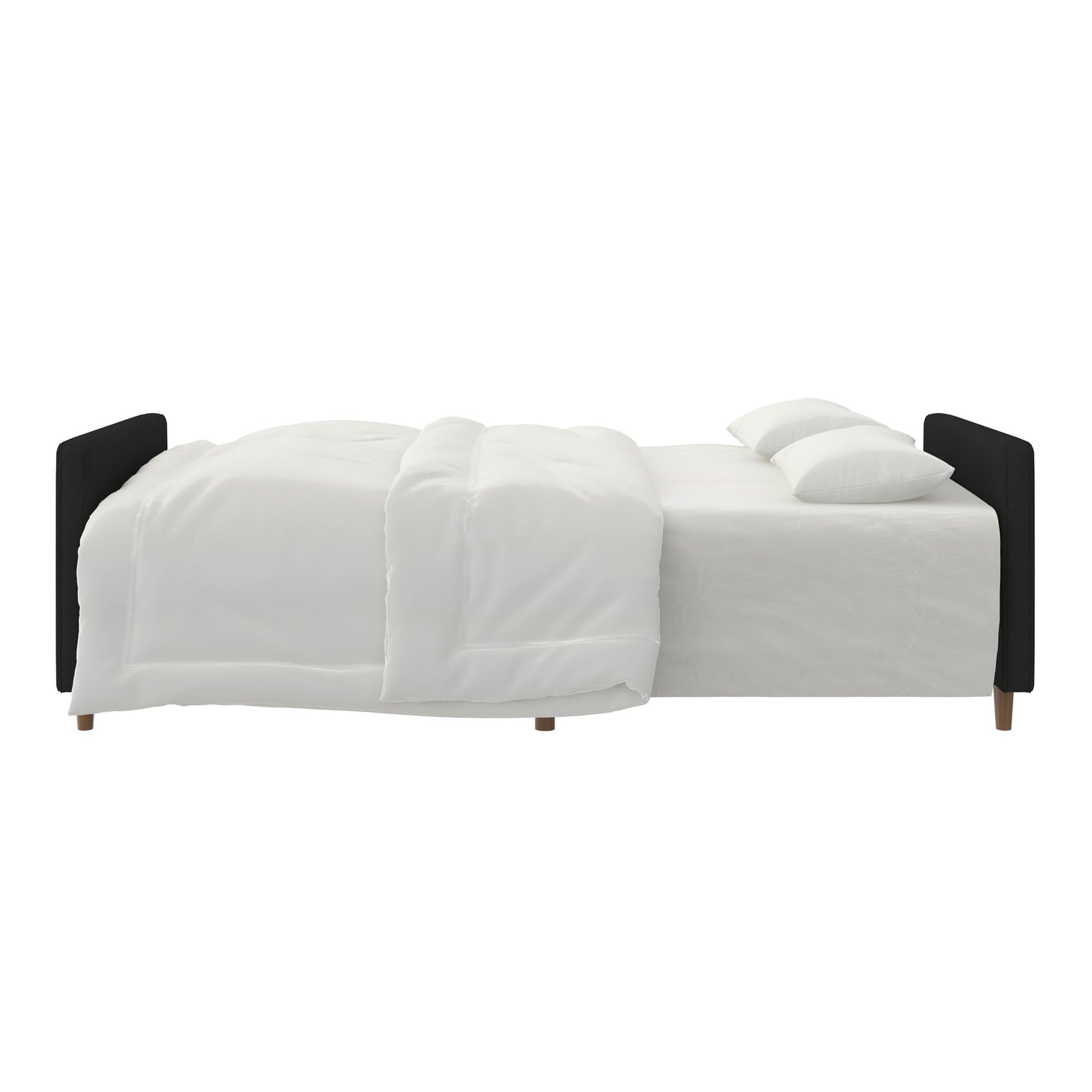 Andora Tufted Upholstered Coil Futon with Wooden Legs - Black