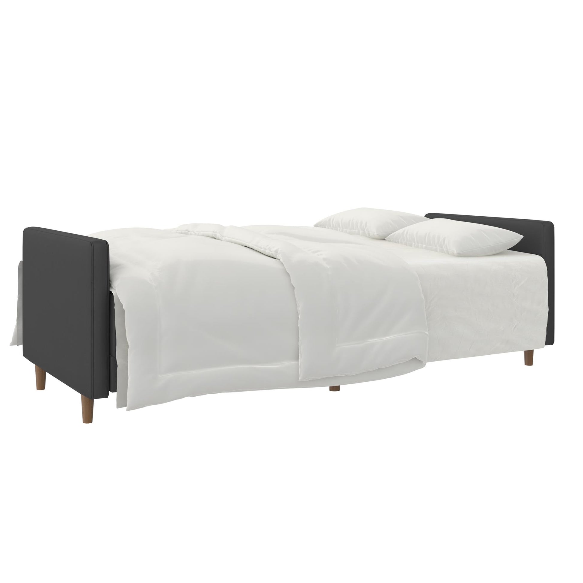 Andora Tufted Upholstered Coil Futon with Wooden Legs - Gray