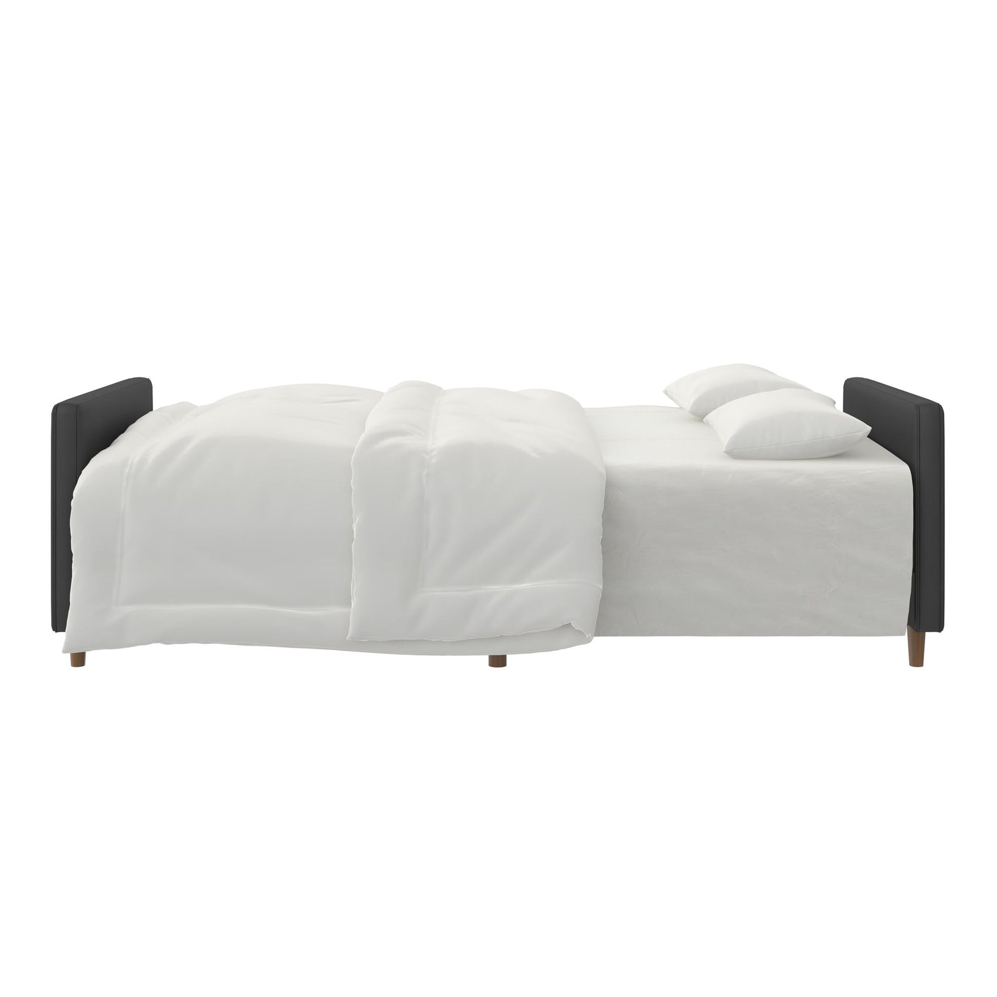 Andora Tufted Upholstered Coil Futon with Wooden Legs - Gray