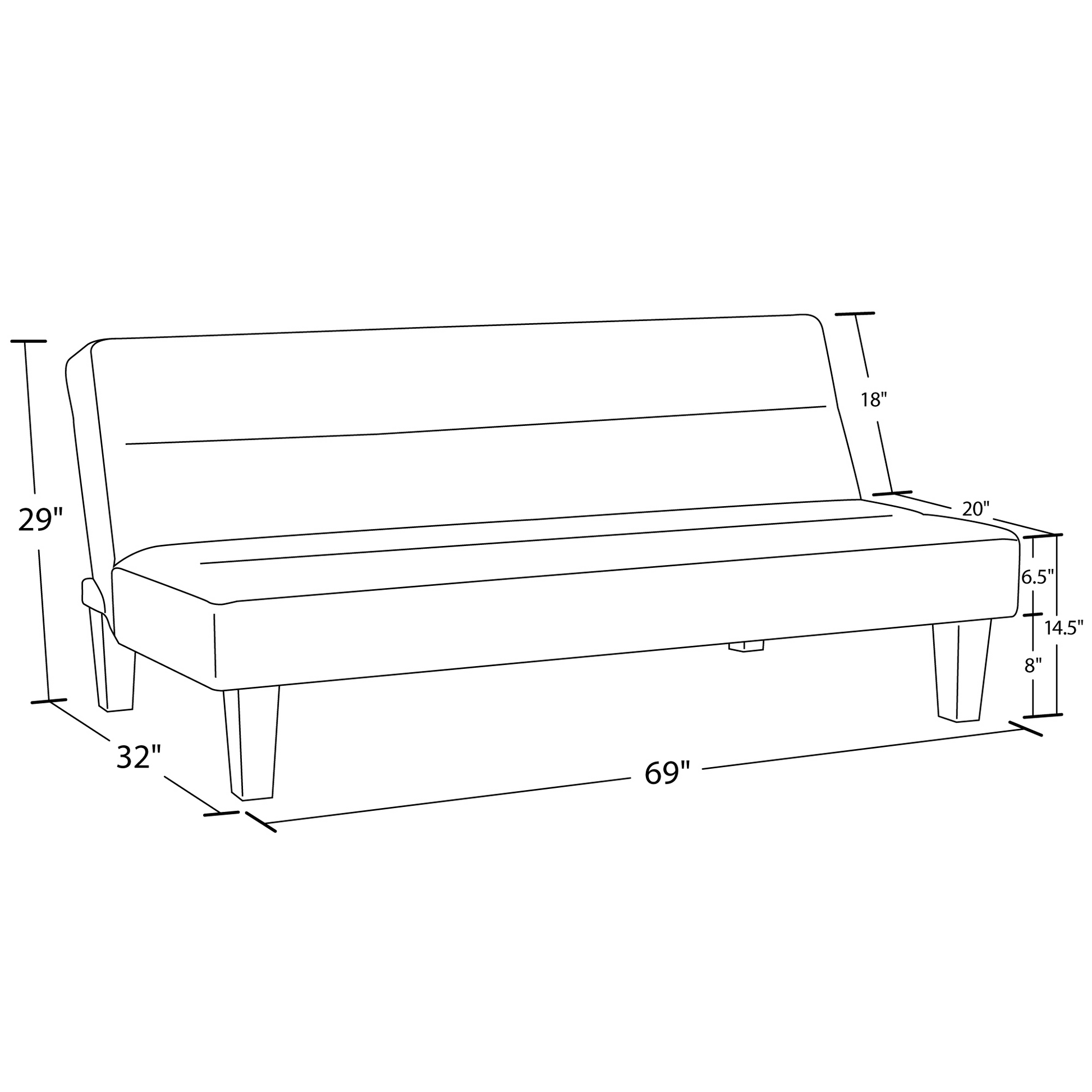 DHP Kebo Futon, Charcoal - Dark Gray