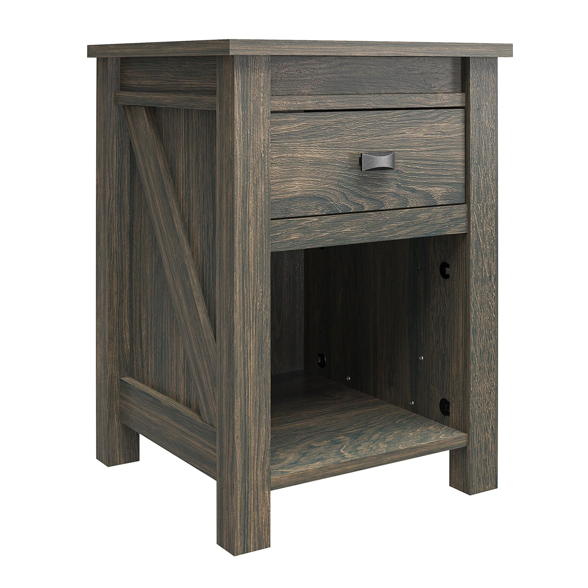 Farmington Rustic Farmhouse Nightstand with 1 Drawer - Weathered Oak