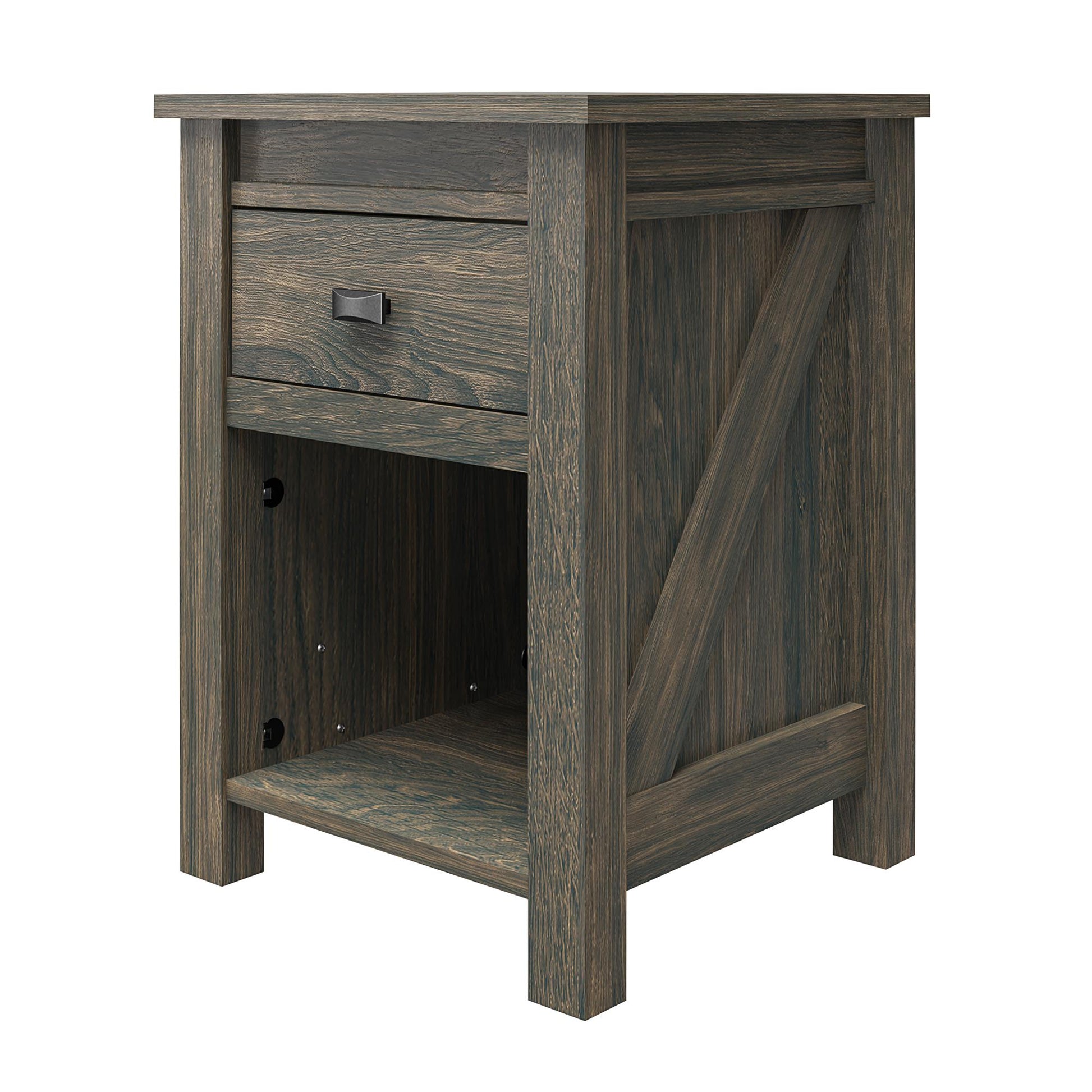 Farmington Rustic Farmhouse Nightstand with 1 Drawer - Weathered Oak