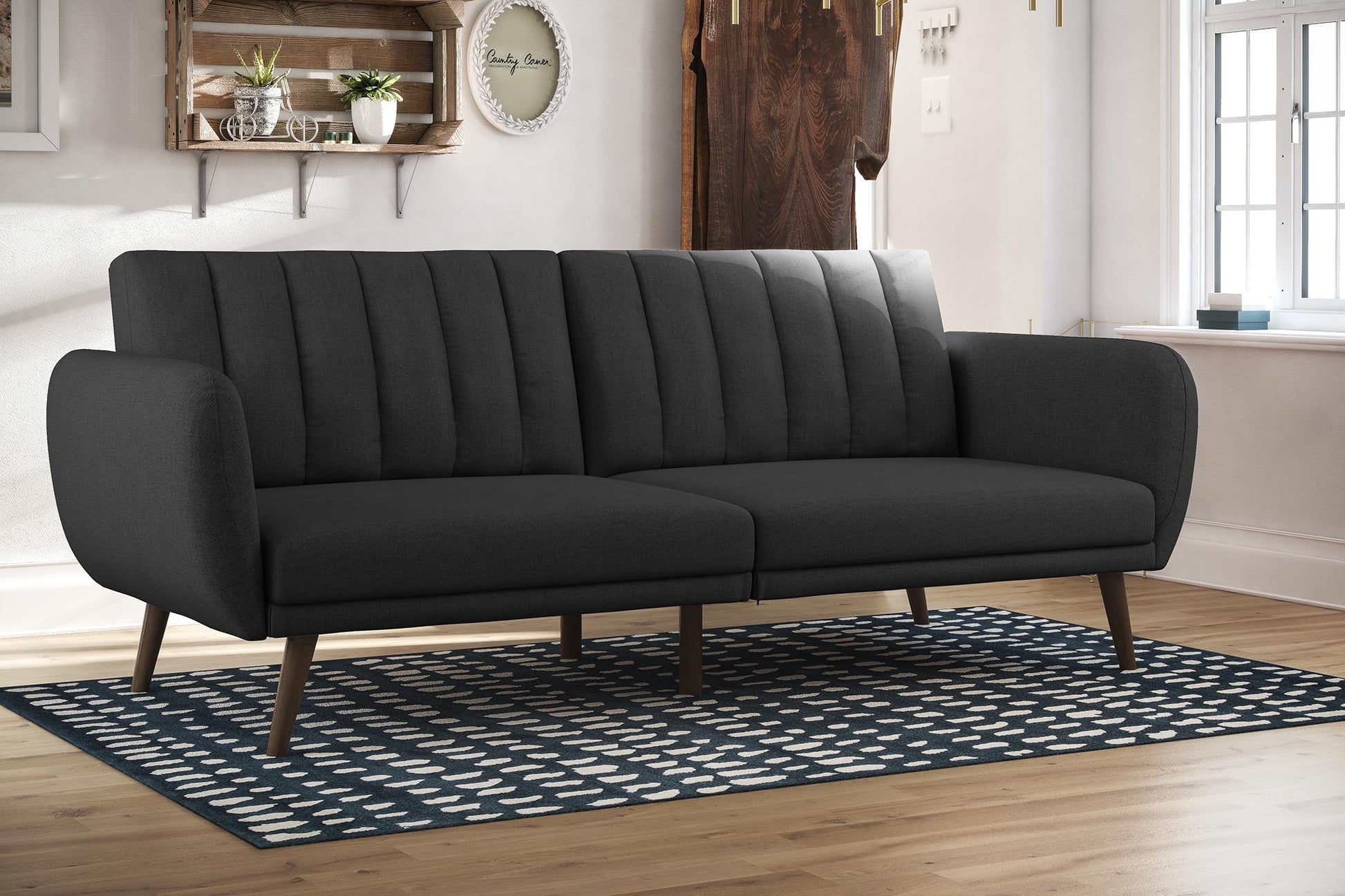 Brittany Futon - Dark Gray Linen