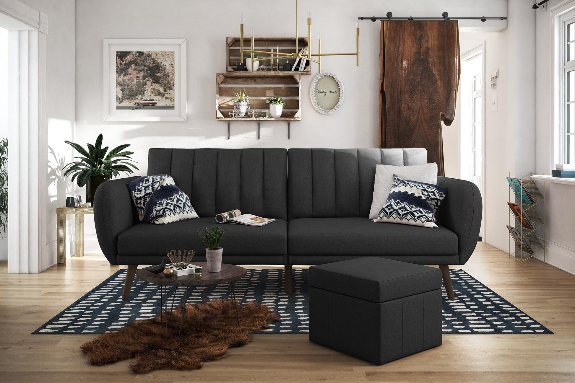 Brittany Futon - Dark Gray Linen