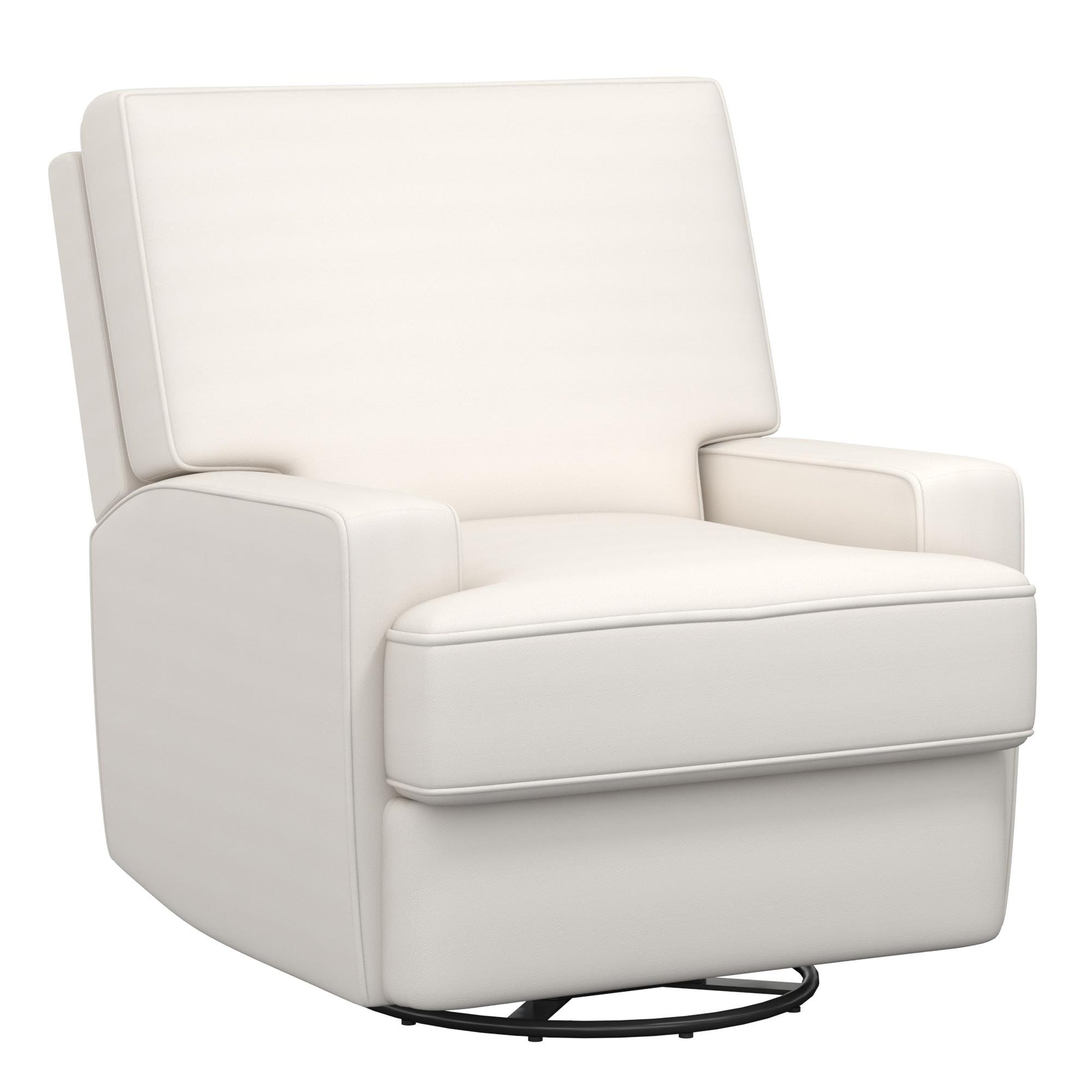 Rylan Upholstered Swivel Glider Recliner Chair with Square Back - White