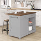 DHP Kelsey Kitchen Island with 2 Stools, Gray - Gray