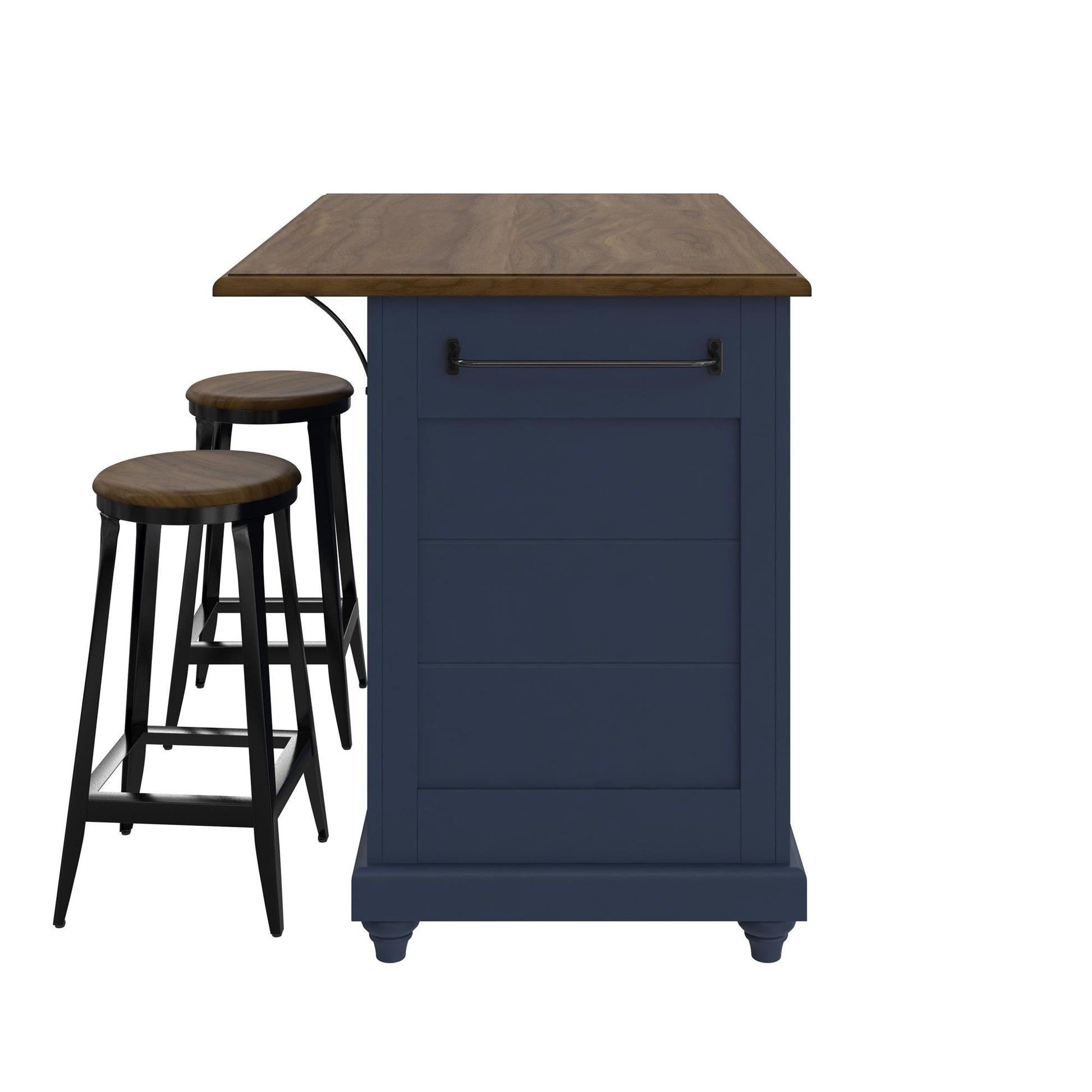 DHP Kelsey Kitchen Island with 2, Blue - Blue