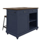 DHP Kelsey Kitchen Island with 2, Blue - Blue
