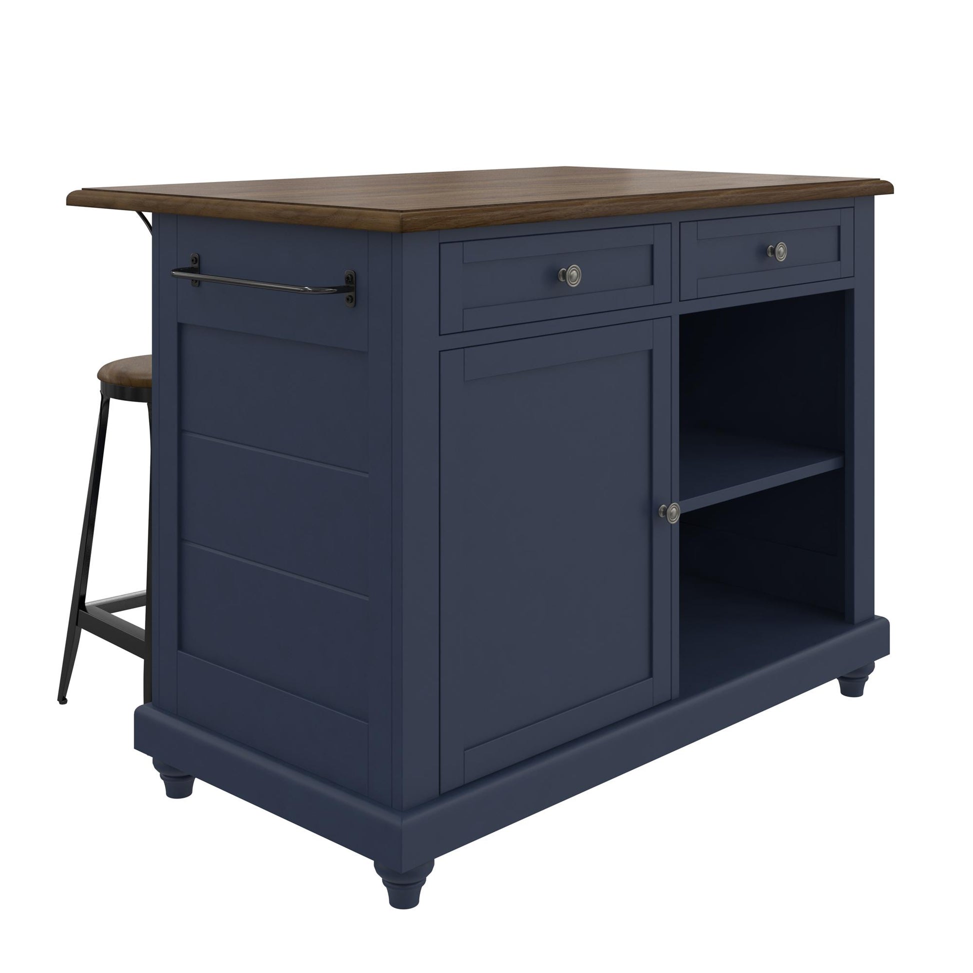 DHP Kelsey Kitchen Island with 2, Blue - Blue